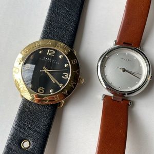 Bundle of 2 Leather Watches - Black & Gold March by Marc Jacobs & Brown Skagen